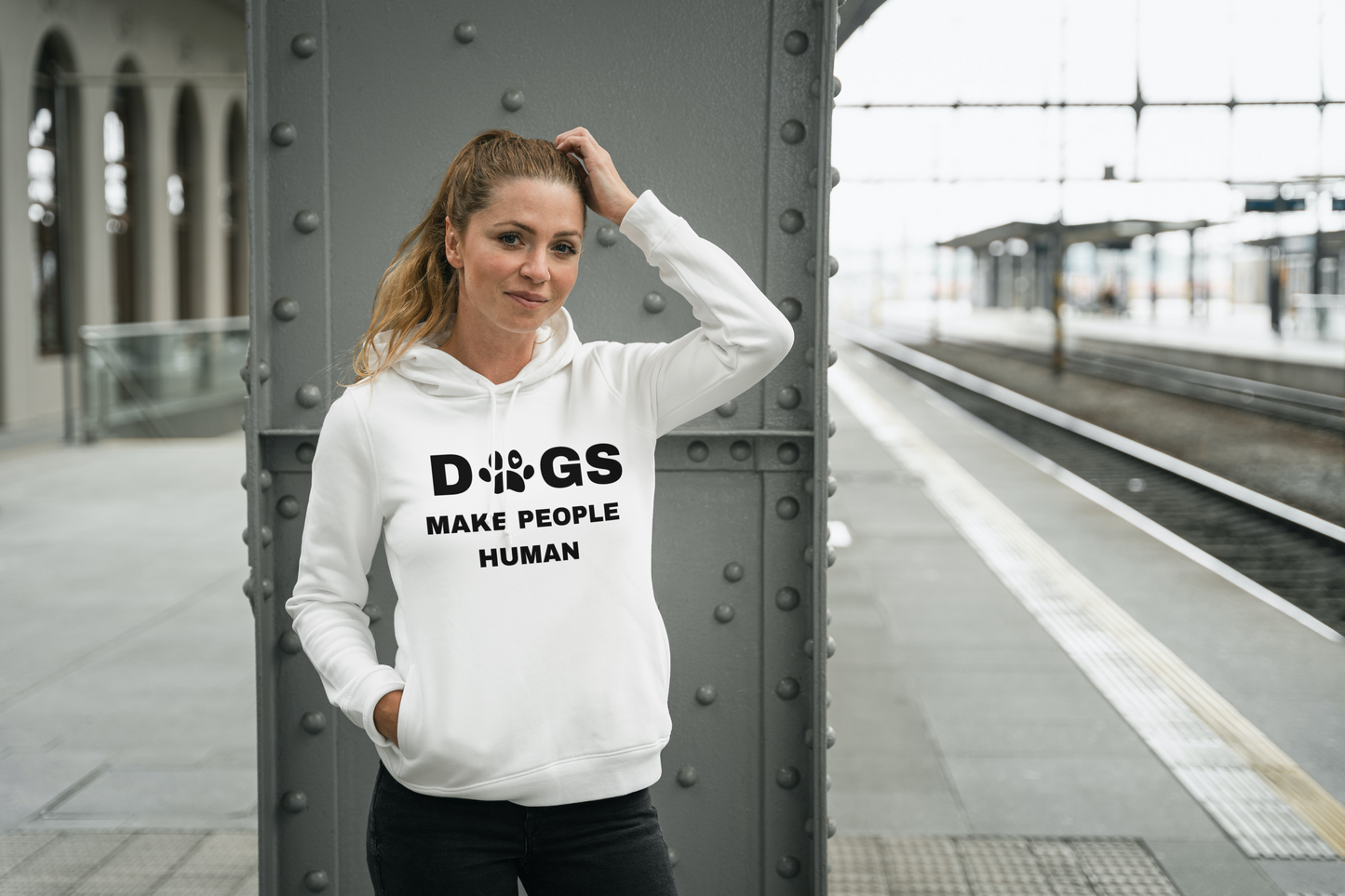 DOGS MAKE PEOPLE HUMAN Unisex Heavy Blend Hooded Sweatshirt